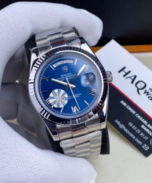 Day-Date Argente Bleu Hommes