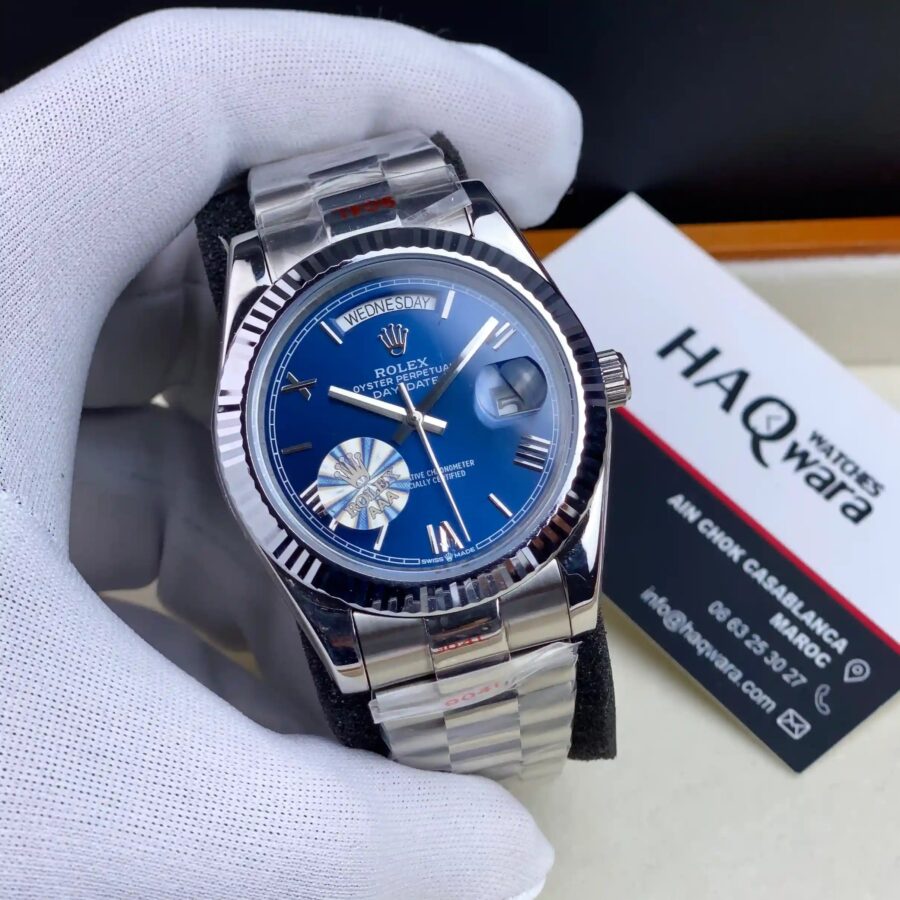 Day-Date Argente Bleu Hommes