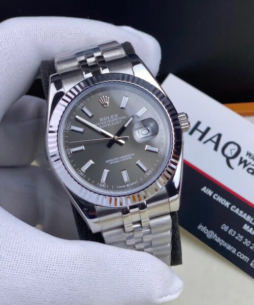 Date-just Argente Gris Hommes