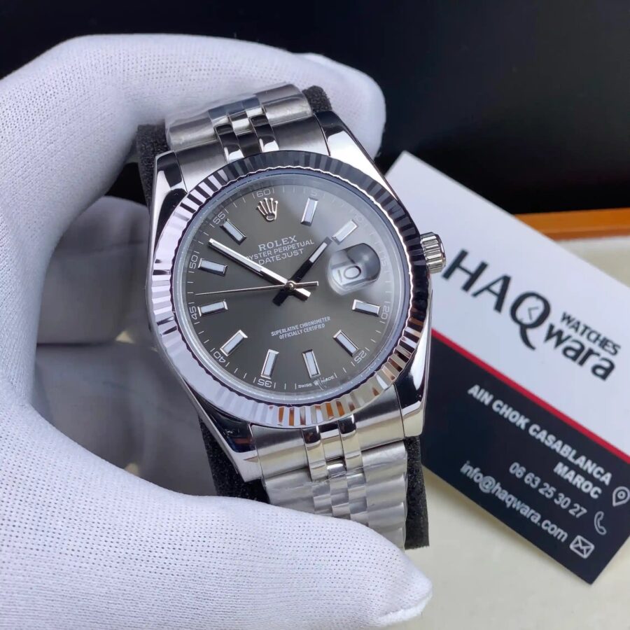 Date-just Argente Gris Hommes