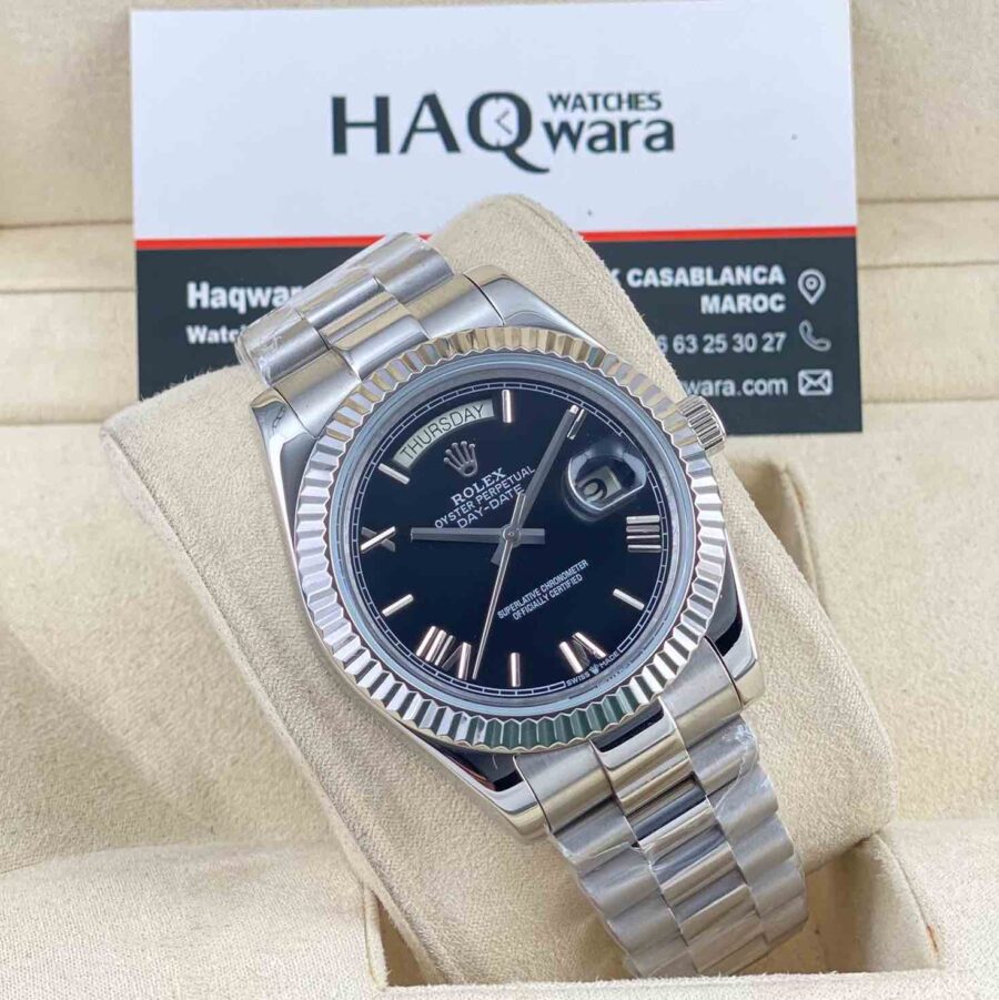 Day-date Argente Noir