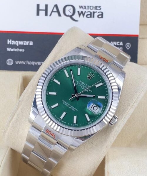 Rolex Date just Argenté Vert Swiss