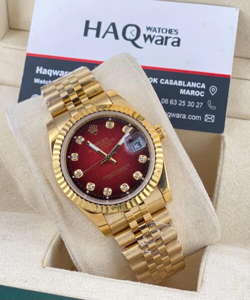 Date Just 36 Doré & Rouge Femmes