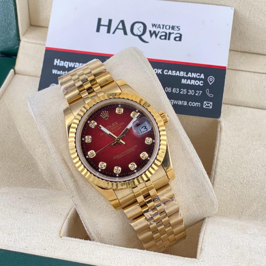 Date Just 36 Doré & Rouge Femmes