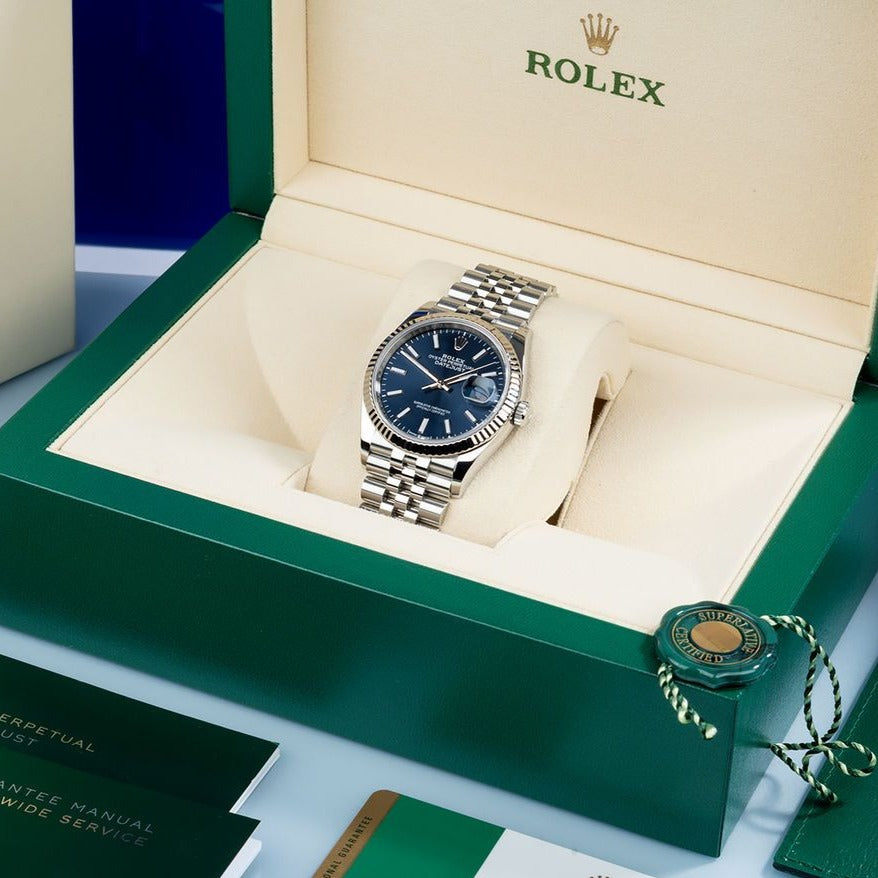 Rolex Date juste 36 Bleu Femmes